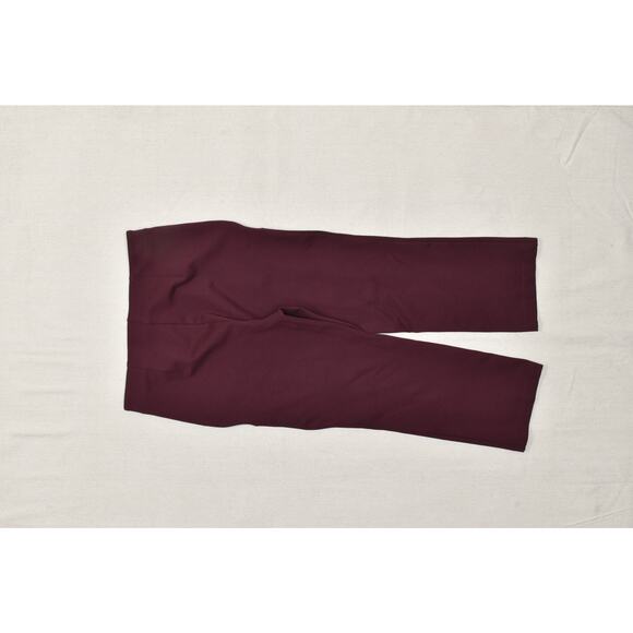 LOFT Women Petite Size LP Maroon Red Pull On Straight Cropped Pants Rayon Blend - Picture 8 of 8